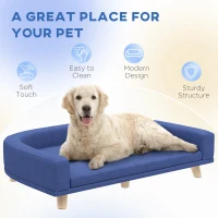 PawHut Dog Sofa Couch Bed with Washable Cushion for Large Dogs, Cats, Blue(m-7)