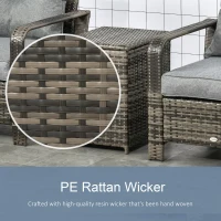 Outsunny 3 Piece Patio Furniture, PE Wicker Storage Table & Chairs, Gray(m-7)