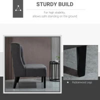 HOMCOM Wingback Double Sofa Linen Fabric Upholstery Button Tufted Loveseat Armless Couch Modern Contemporary Living Room Settee with Wood Legs, Gray(m-6)