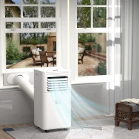 HOMCOM 8000 BTU Mobile Air Conditioner for Cooling and Dehumidifying, Remote Control, 24H Timer, LED Display, White(m-10)