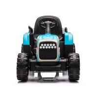12V Battery Powered Ride-On Tractor with Trailer, Electric Toy with Remote Control, 3-Speed Adjustable, 2-Point Safety Belt, and Bluetooth, Blue(m-1)