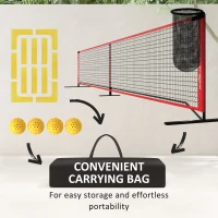 Soozier Portable Pickleball Net Set with 22FT Regulation Size Net, Ball Collector, Court Marking Kit, Balls, Carrying Bag(m-7)