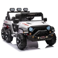 24V Ride On Pickup Truck with Remote Control and Bluetooth Music, Ride-On Toy with Spacious Rear Storage, for Kids Aged 3-8, White(m-2)