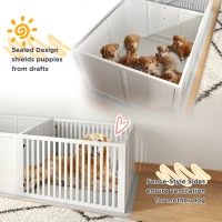 PawHut Dog Whelping Box w/ Waterproof Pee Pad & Adjustable Door for Small, Medium & Large Breed Dogs, 65" x 31.5"(m-6)