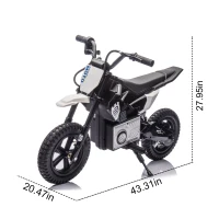 24V Kids Ride On Motorcycle with Rear Wheel Shock Absorber, 200W Powered Electric Dirt Bike with Adjustable Speed, for Ages 5-15, Black(m-3)