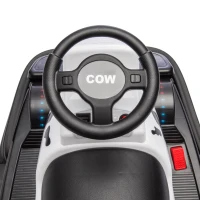 12V Kids Ride On Bumper Car with 360° Rotation, Sound Effects, LED Lights, and Customizable Stickers for Ages 3-5, 30" L x 21" W x 19" H, White(m-5)