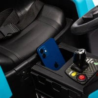 12V Battery Powered Ride-On Tractor with Trailer, Electric Toy with Remote Control, 3-Speed Adjustable, 2-Point Safety Belt, and Bluetooth, Blue(m-7)