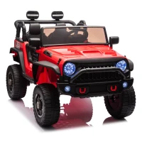 24V Parent Control 2-Seater Kids Ride On Truck with 200W Dual Motors, Ride on Toys with LED Lights, MP3, Bluetooth, for Kids Aged 3+, Red(m-2)