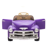 12V Kids Ride On Truck Car with Parental Control and 3-Speed, Licensed Chevrolet 3100 Pickup with LED Lights, Bluetooth, for Ages 3+, Purple(m-13)