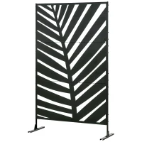 Outsunny Metal Outdoor Privacy Screen, 48" x 78" H Decorative Outdoor Divider with Stand and Expansion Screws, Freestanding Privacy Panel for Garden Backyard Deck Pool, Banana Leaf(m-11)