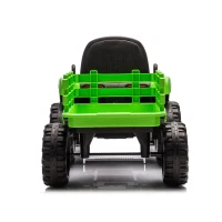 12V Ride-On Tractor with Trailer and Safety Belt, Battery Powered Electric Toy with 3-Speed, USB, MP3, LED Lights, for Kids Aged 3-6, Green(m-12)