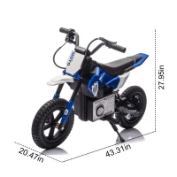 24V Kids Ride On Electric Motocross Motorcycle with High Speed Hub Motor, Adjustable Speed, Rear Wheel Shock Absorber, for Ages 5-15, Blue(m-3)