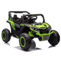 24V 2-Seater Kids Ride On UTV with Parent Remote Control, Slow Start, and Large Wheels, Ride on Toys with Anti-Collision Bar and Storage, Green(m-2)