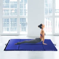Soozier 4'x6'x2'' Folding Gymnastics Tumbling Mat, Exercise Mat  with Carrying Handles for Yoga, MMA, Martial Arts, Stretching, Core Workouts, Blue(m-1)