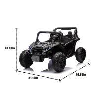 24V Remote Control 2-Seater Kids Ride On UTV with Slow Start, Anti-Collision Bar, Ride on Toys with Storage Space, USB, Bluetooth, Black(m-3)