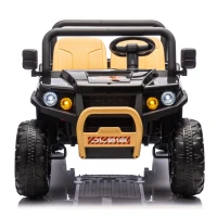 24V Remote Kids Ride On UTV with 2-Seater and Automatic Tipping Bucket, Ride On Dump Truck with Slow Start, LED Lights, for Ages 3-8, Black(m-1)