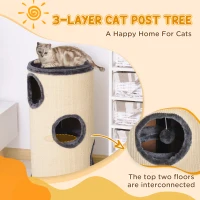 PawHut 28" Cat Condo 3-Story Cat House with Sisal, Gray(m-4)