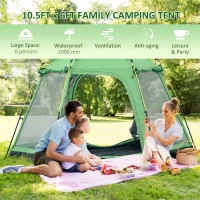 Outsunny 6 People Instant Automatic Camping Tent, 2-Tier Fabric Backpacking Tent with 4 Windows 2 Doors Portable Carry Bag for Fishing Hiking, Green(m-6)