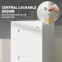 Vinsetto File Cabinet, Vertical Filing Cabinet with Adjustable Partition for A4 Letter Size, Lockable for Office, White(m-4)