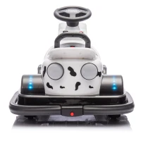 12V Kids Ride On Bumper Car with 360° Rotation, Sound Effects, LED Lights, and Customizable Stickers for Ages 3-5, 30" L x 21" W x 19" H, White(m-14)