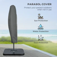 Outsunny 9.6ft Offset Patio Umbrella Garden Hanging Parasol Banana Cantilever Umbrella with Base, Crank, Navy Blue(m-7)