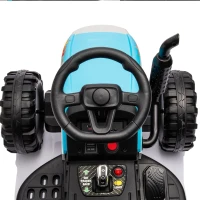 12V Battery Powered Ride-On Tractor with Trailer, Electric Toy with Remote Control, 3-Speed Adjustable, 2-Point Safety Belt, and Bluetooth, Blue(m-4)