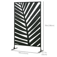 Outsunny Metal Outdoor Privacy Screen, 48" x 78" H Decorative Outdoor Divider with Stand and Expansion Screws, Freestanding Privacy Panel for Garden Backyard Deck Pool, Banana Leaf(m-3)