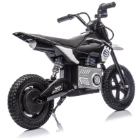 24V Kids Ride On Motorcycle with Rear Wheel Shock Absorber, 200W Powered Electric Dirt Bike with Adjustable Speed, for Ages 5-15, Black(m-14)