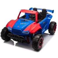 24V 2-Seater Kids Ride On Electric Car with Parent Control, Police Car Design Ride on Toys with Bluetooth, MP3, USB/TF, LED Lights, Blue+Red(m-12)