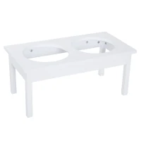 PawHut 23" Wooden Heavy Duty Dog Food Bowls Pet Elevated Feeding Station -White(m-8)