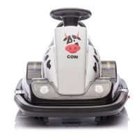12V Kids Ride On Bumper Car with 360° Rotation, Sound Effects, LED Lights, and Customizable Stickers for Ages 3-5, 30" L x 21" W x 19" H, White(m-1)