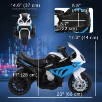 Aosom BMW Licensed 6V Kids Motorcycle with Headlight, Music, Gift for Boys & Girls -Blue(m-3)