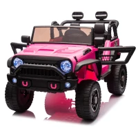 24V 200W Motors 2-Seater Kids Ride On Truck with Remote Control, Ride on Toys with Bluetooth, and Seat Belts, Suitable for Kids Aged 3+, Pink(m-13)
