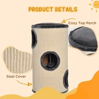 PawHut 28" Cat Condo 3-Story Cat House with Sisal, Gray(m-5)
