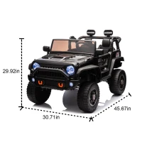 24V Parent Control 2-Seater Kids Ride On Truck with 200W Motors, Ride on Toys with LED Lights, MP3, Bluetooth, for Kids Aged 3+, Black(m-3)
