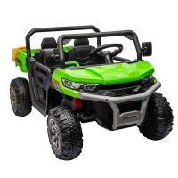 24V 2-Seater Ride On Truck with Dump Bed and Shovel, Non-Slip Tires, Electric UTV with Remote Control for Kids Ages 3-8, Green(m-2)