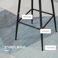 HOMCOM Retro Bar Stools Set of 2, Bar Chairs with Footrest, 30" (76 cm.) Kitchen Stools with Backs and Steel Legs, for Kitchen Island and Home Bar, Grey(m-6)