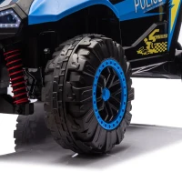 24V 2-Seater Police Car Design Kids Ride On Electric Car with Parent Control, Ride on Toys with Bluetooth, MP3, USB/TF, LED Lights, Blue(m-11)