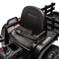 24V Remote Ride-On Tractor with Trailer, 3-Speed Adjustable, Battery Powered Electric Toy with USB, MP3, Bluetooth, LED Lights, for Kids, Black(m-5)