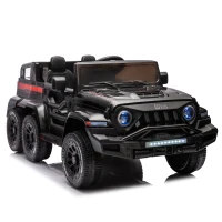 24V Battery Powered 4WD Ride On Car with Remote Control, Music and Lights, Five-Point Safety Belt, and Rocking Chair Mode, for Kids, Black(m-2)