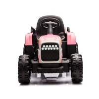12V Battery Powered Ride-On Tractor with Trailer and 3-Speed Adjustable, Electric Toy with 2-Point Safety Belt, Bluetooth, and LED Light, Pink(m-1)