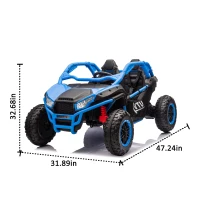 24V 2-Seater Kids Ride On UTV with 400W High Power, Bluetooth, LED Lights, Parent Control Ride on Toy with Rear Storage for Kids Aged 3+, Blue(m-3)