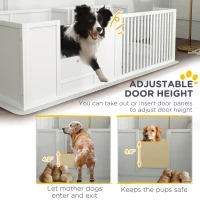 PawHut Dog Whelping Box w/ Waterproof Pee Pad & Adjustable Door for Small, Medium & Large Breed Dogs, 65" x 31.5"(m-5)