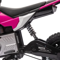 24V Kids Ride On Electric Motocross Motorcycle with High Speed Hub Motor, Adjustable Speed, Rear Wheel Shock Absorber, for Ages 5-15, Pink(m-6)