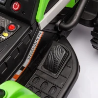 12V Ride-On Tractor with Trailer and Safety Belt, Battery Powered Electric Toy with 3-Speed, USB, MP3, LED Lights, for Kids Aged 3-6, Green(m-6)