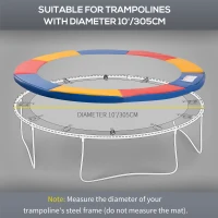 HOMCOM Φ10ft Trampoline Replacement Safety Pad Trampoline Pad Waterproof Spring Cover Multicoloured(m-5)