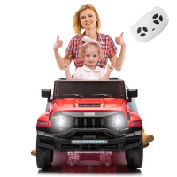 24V Battery Powered Ride On Car with Remote Control and Five-Point Safety Belt, Toy Car with Music, Lights, Rocking Chair Mode, for Kids, Red(m-4)
