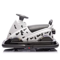 12V Kids Ride On Bumper Car with 360° Rotation, Sound Effects, LED Lights, and Customizable Stickers for Ages 3-5, 30" L x 21" W x 19" H, White(m-12)