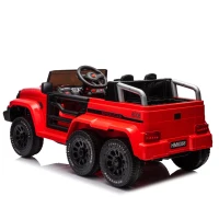 24V Battery Powered Ride On Car with Remote Control and Five-Point Safety Belt, Toy Car with Music, Lights, Rocking Chair Mode, for Kids, Red(m-17)