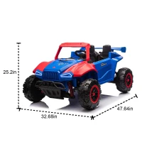 24V 2-Seater Kids Ride On Electric Car with Parent Control, Police Car Design Ride on Toys with Bluetooth, MP3, USB/TF, LED Lights, Blue+Red(m-3)